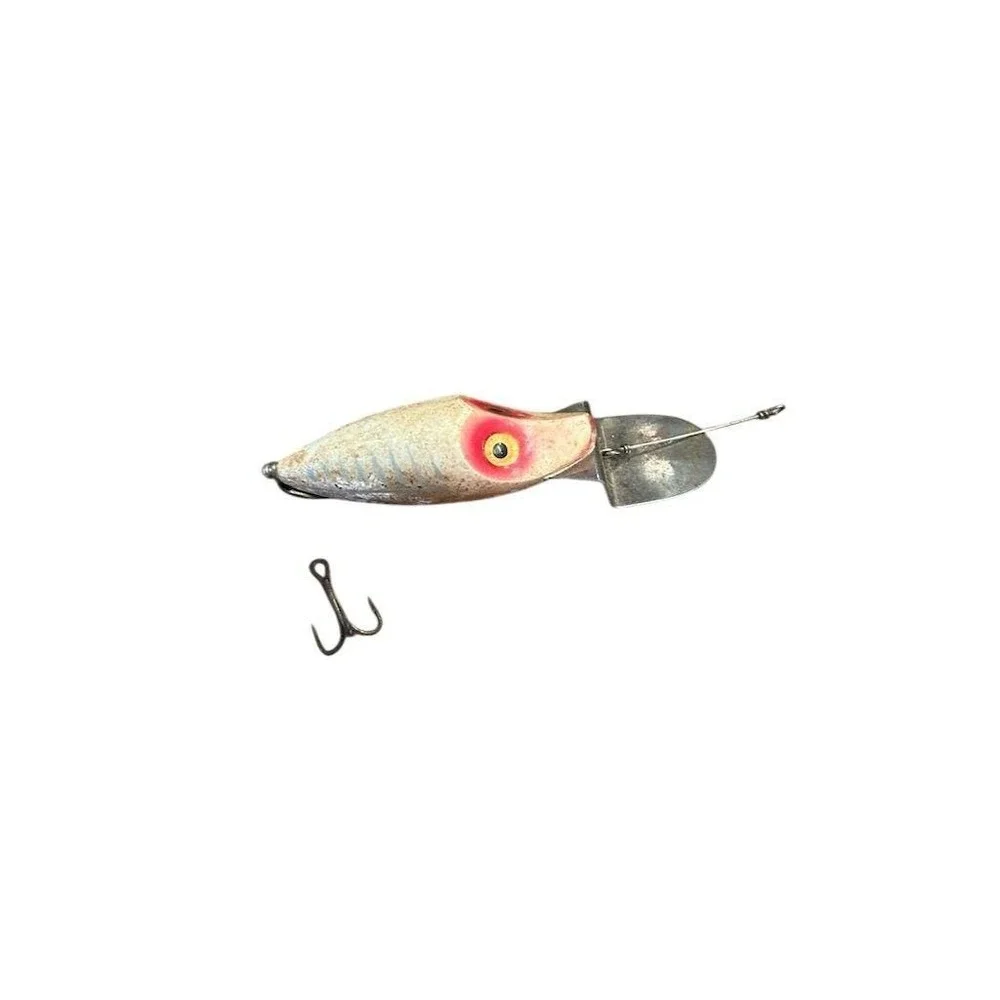 Heddon River-Runt-Spook Fishing Lure Vintage Sinking White Red With Box Catalog